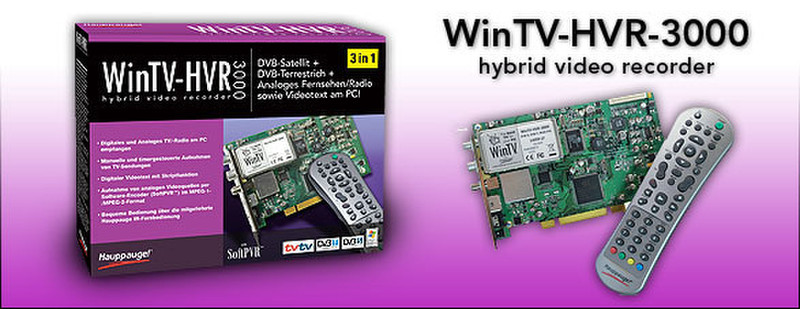 Hauppauge WinTV HVR3000 Retail Eingebaut Analog,DVB-T,DVB-S PCI