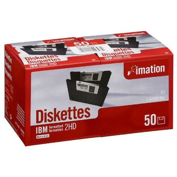 Imation 3.5" DS-HD IBM PC Formatted Black Diskette 50pk Box