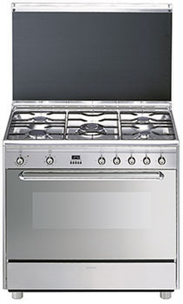 Smeg SCB90MFX6 Freistehend Gas hob B Grau Küchenherd