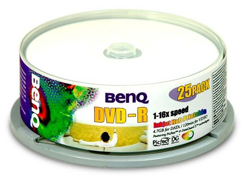 Benq DVD-R 4,7GB 120Min 16x White Inkjet Printable Cake Box 25pk 4.7GB DVD-R 25Stück(e)