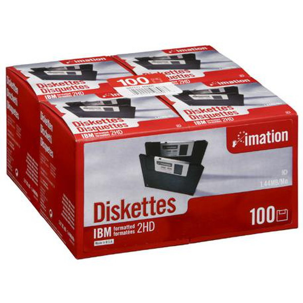 Imation 3.5" DS-HD IBM PC Formatted Black Diskette 100pk Box