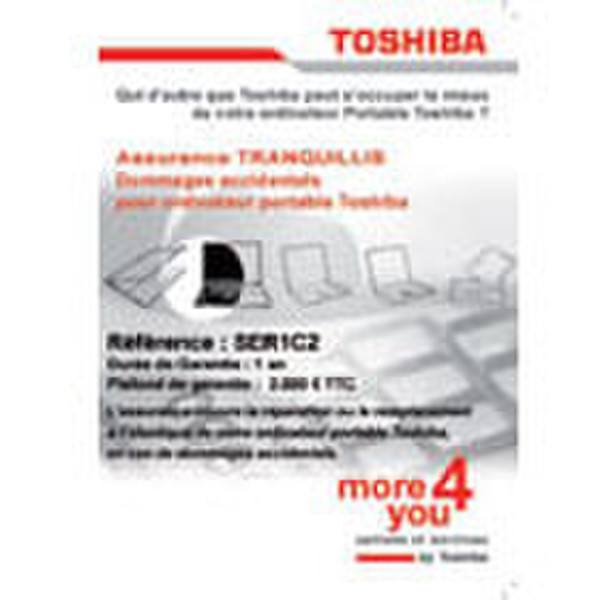 Toshiba Assurance TRANQUILLIS Casse 1 an avec plafond d'indemnisation de 2000 € сервер