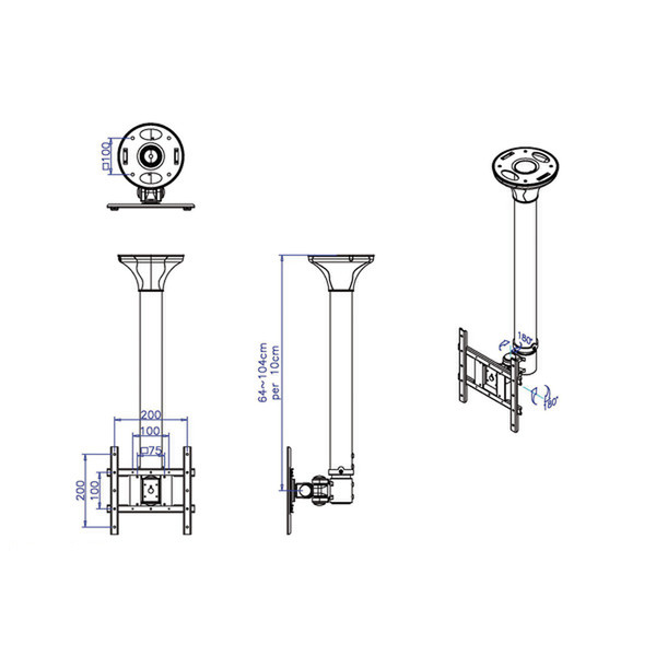 Value LCD TV Ceiling Mount 3 Joints