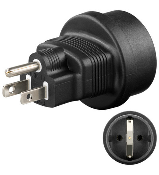 Wentronic NK SET CEE7 - US Type F (Schuko) Black power plug adapter