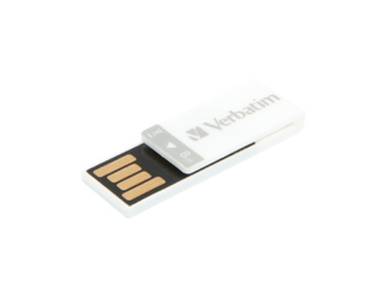 Verbatim Clip-it USB Drive 8GB 8ГБ USB 2.0 Type-A Белый USB флеш накопитель