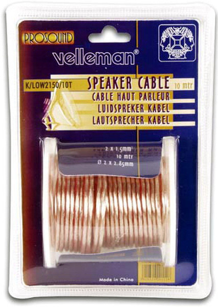 Velleman K/LOW2150/10T 10m Transparent Audio-Kabel
