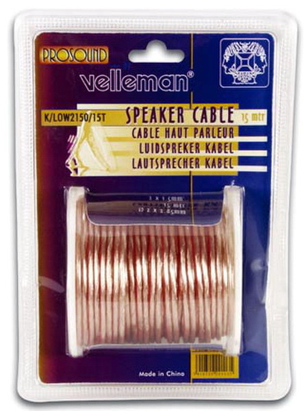 Velleman K/LOW2150/15T 15м Прозрачный аудио кабель