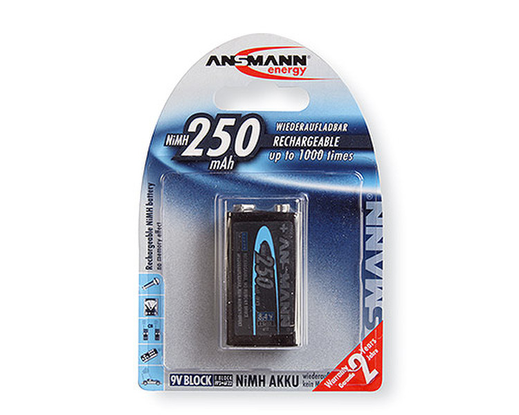 Energizer 9V 6F22, 250 mAh Nickel-Metal Hydride (NiMH) 250mAh 8.4V