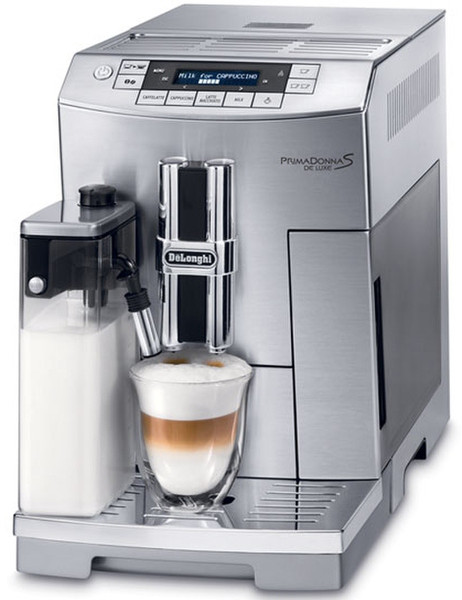 DeLonghi PrimaDonna S De Luxe ECAM 26.455.M Отдельностоящий Автоматическая Espresso machine 1.8л 14чашек Cеребряный