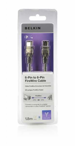 Belkin F3N400cp 1.8m 1.8м 6-p 6-p Черный FireWire кабель