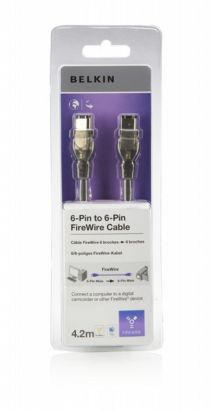 Belkin F3N400cp 4.2m 4.2м 6-p 6-p Черный FireWire кабель