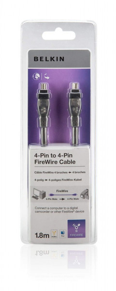 Belkin F3N402CP1.8M 1.8м 4-p 4-p Черный FireWire кабель