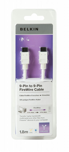 Belkin F3N405cp 1.8m 1.8м 9-p 9-p Белый FireWire кабель