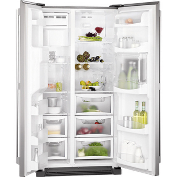 AEG S66090XNS0 freestanding 531L A+ Grey,Stainless steel side-by-side refrigerator