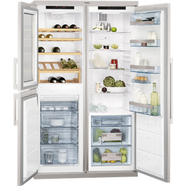 AEG S95500XZM0 Отдельностоящий 294л A+ Нержавеющая сталь side-by-side холодильник