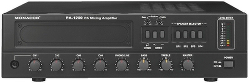 Negro Monacor PA-1200 170W, 120W, 80-15000 Hz, 35 cm, 12,2 cm, 13 kg Receptor AV 