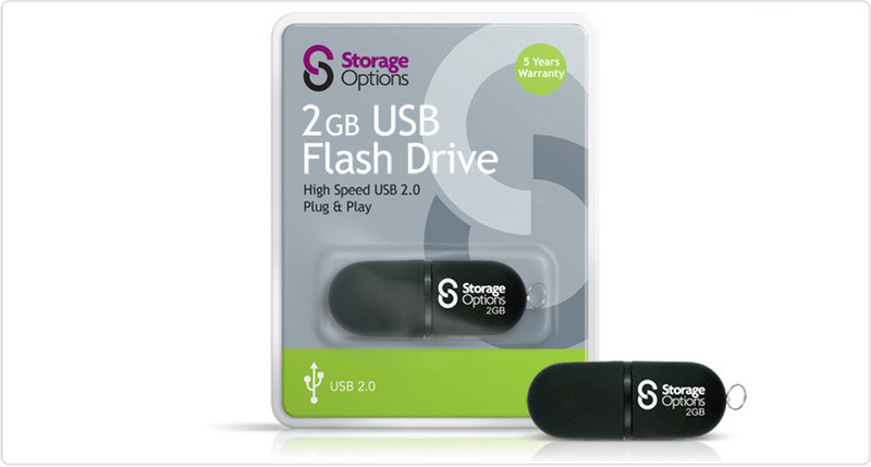 Storage Options PD011BLK-02 2GB USB 2.0 Type-A Black USB flash drive