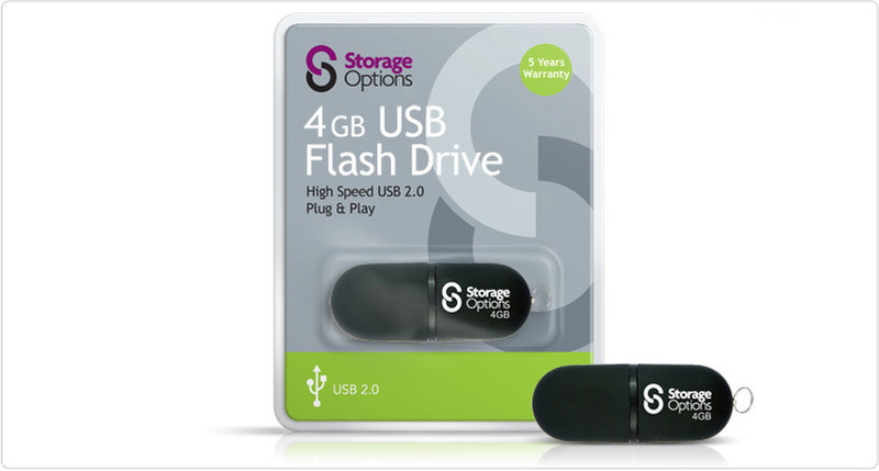 Storage Options PD011BLK-04 4GB USB 2.0 Type-A Black USB flash drive