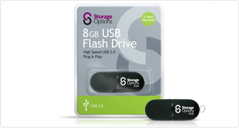 Storage Options PD011BLK-08 8GB USB 2.0 Type-A Black USB flash drive