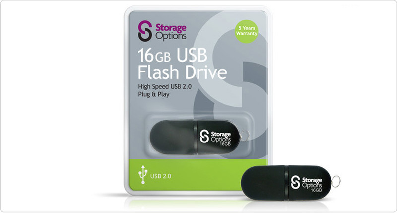 Storage Options PD011BLK-16 16GB USB 2.0 Typ A Schwarz USB-Stick