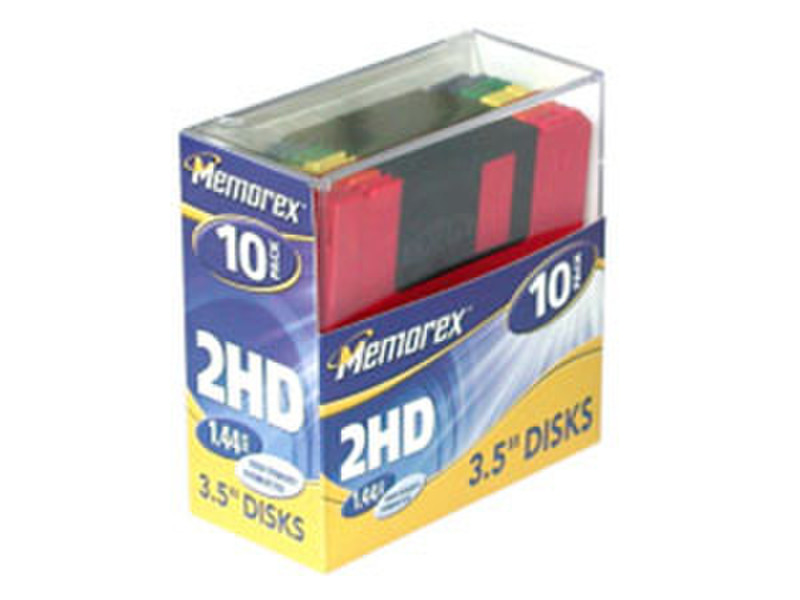 Memorex 3.5" HD Rainbow Disks 10 Pack in plastic box