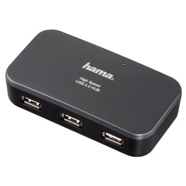 Hama USB 2.0 480Мбит/с Черный хаб-разветвитель