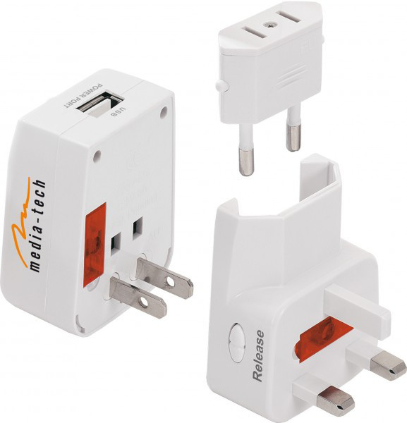 Media-Tech MT6208 White mobile device charger