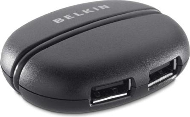 Belkin Premium USB 4-Port Travel-Hub 480Mbit/s Black