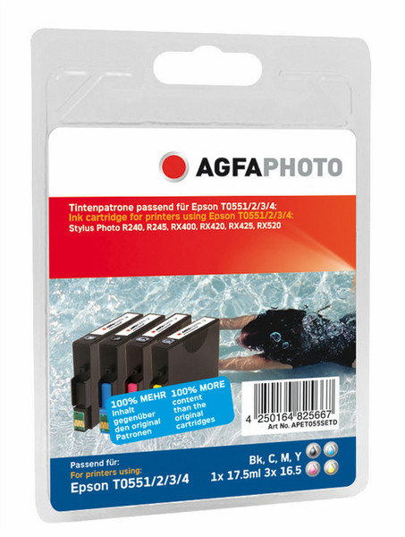 AgfaPhoto APET055SETD Черный, Бирюзовый, Маджента, Желтый струйный картридж