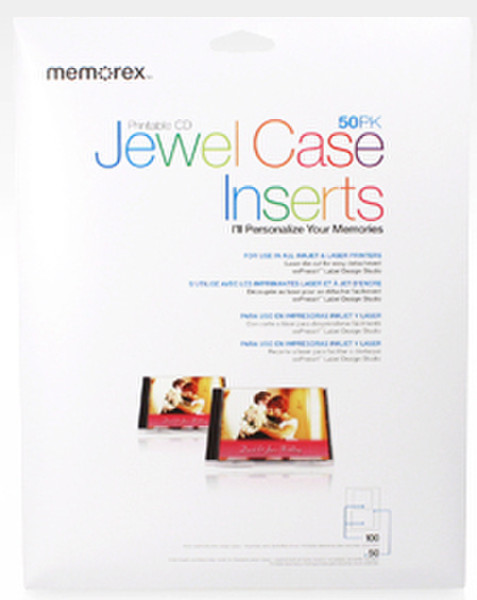 Imation Jewel Case Inserts White 50 Pack Белый