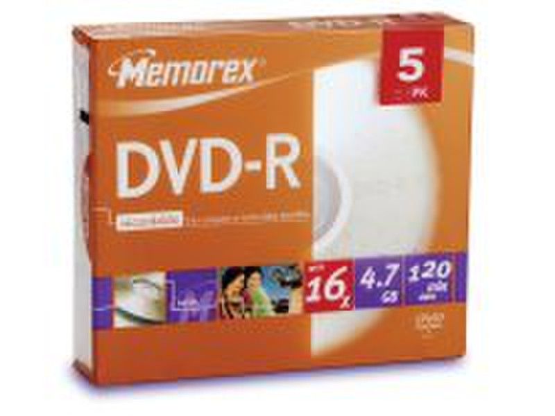 Memorex DVD-R 4.7Gb 16x slimcase 4.7GB DVD-R 5pc(s)