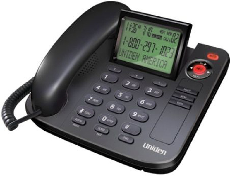 Uniden 1360BK Analog Anrufer-Identifikation Schwarz Telefon