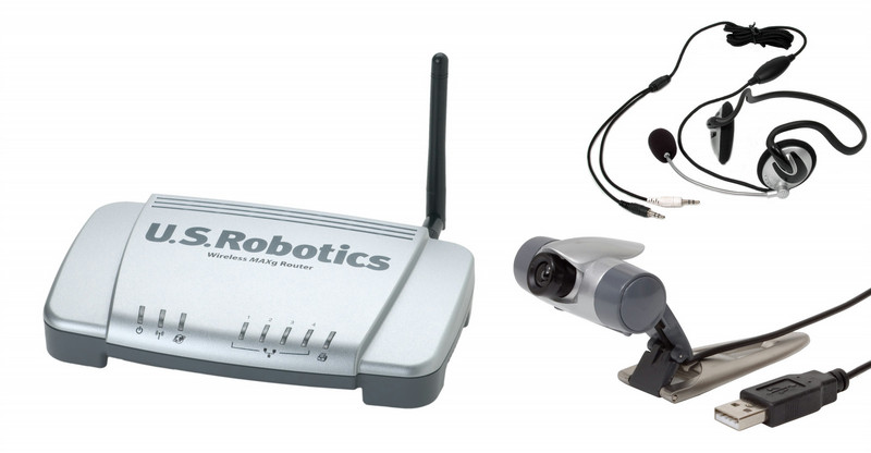 US Robotics Wireless MAXg Router + Mini Cam for Skype wireless router