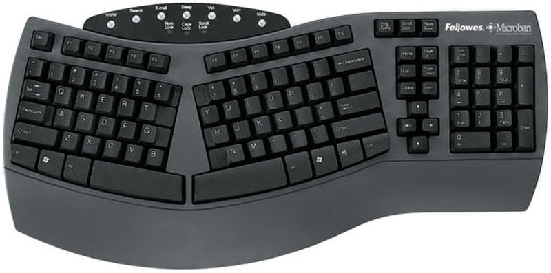 Fellowes Microban Split Design Keyboard PS/2 QWERTY Черный клавиатура