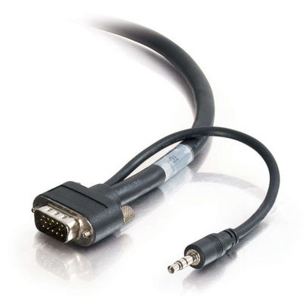 C2G 12ft CMG-Rated HD15 SXGA + 3.5mm M/M Monitor Cable with Rounded Low Profile Connectors 3.66м VGA (D-Sub) + 3.5mm VGA (D-Sub) + 3.5mm Черный