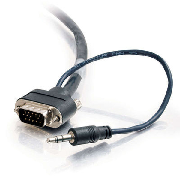 C2G 15ft Plenum-Rated HD15 SXGA + 3.5mm M/M Monitor Cable with Rounded Low Profile Connectors 4.57м VGA (D-Sub) + 3.5mm VGA (D-Sub) + 3.5mm Черный