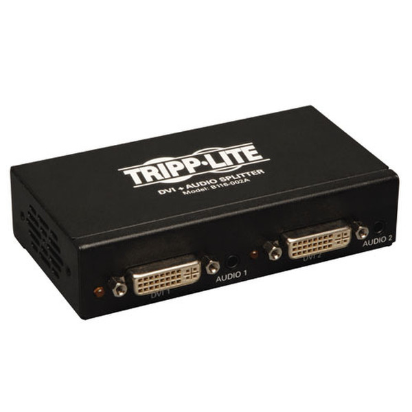 Tripp Lite 2-Port DVI Splitter with Audio and Signal Booster, Single-Link 1920x1200 at 60Hz/1080p (DVI F/2xF)
