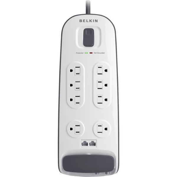 Belkin BV108230-06 8розетка(и) 125В 1.8м Черный, Белый сетевой фильтр