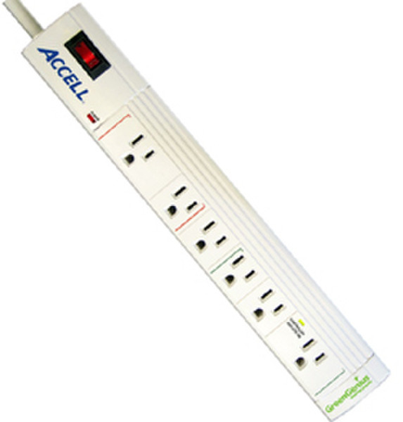 Accell GreenGenius 6AC outlet(s) 125V 1.8m White surge protector