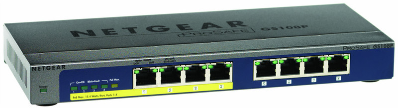 Netgear GS108P Управляемый Power over Ethernet (PoE)