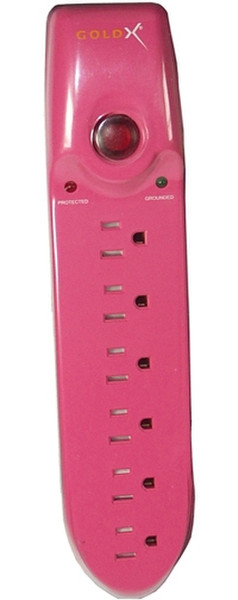 GoldX GXS-806PK 6AC outlet(s) 1.83m Pink surge protector