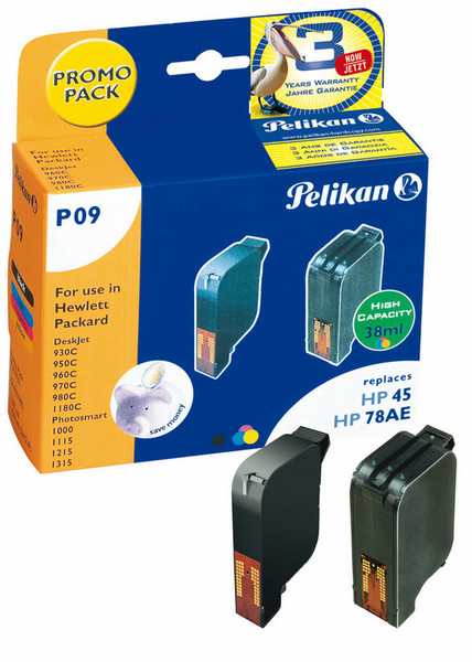 Pelikan P09 Черный, Бирюзовый, Маджента, Желтый струйный картридж