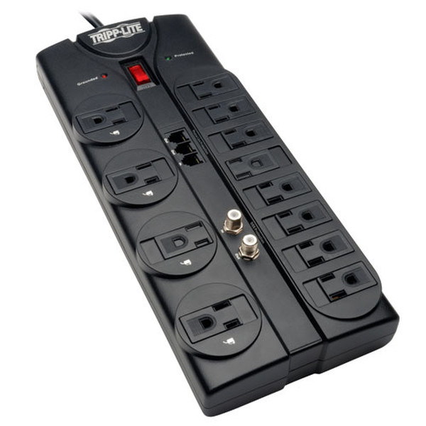 Tripp Lite Protect It! 12-Outlet Surge Protector, 8-ft. Cord, 2880 Joules, Tel/Modem/Coaxial Protection