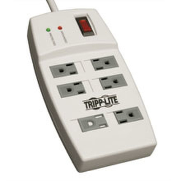 Tripp Lite Protect It! 6-Outlet Surge Protector, 4-ft. Cord, 540 Joules - Accommodates 2 Transformers