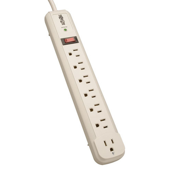 Tripp Lite Protect It! 7-Outlet Surge Protector 4-ft. Cord, 1080 Joules, 1 Diagnostic LED, Light Gray Housing