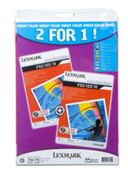 Lexmark 2-FOR-1 PROMO - Premium Glossy Photo, A4, 15 sheets inkjet paper