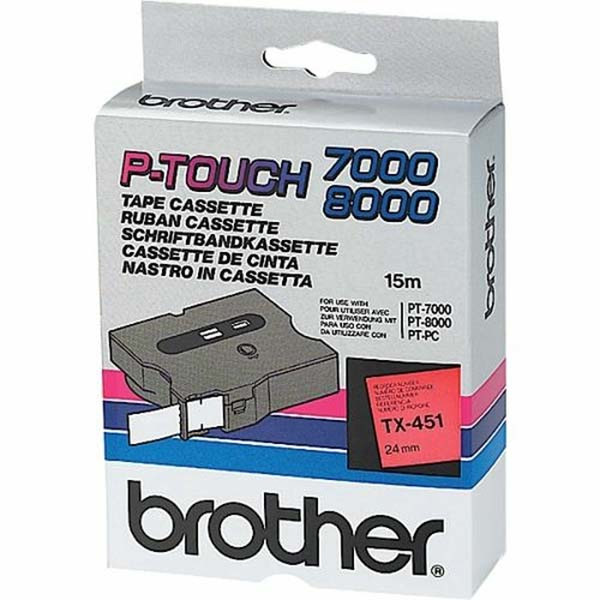 Brother TX-451 Черный на красном TX этикеточная лента