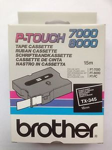 Brother TX-345 Белый на черном TX этикеточная лента