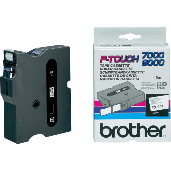 Brother TX-241 Black on white TX label-making tape