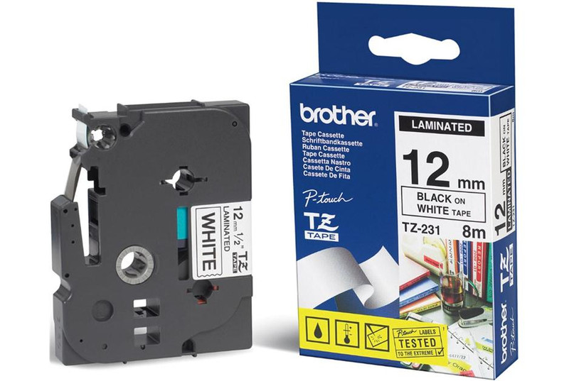 Brother TX-231 Schwarz auf weiss TX Etiketten erstellendes Band